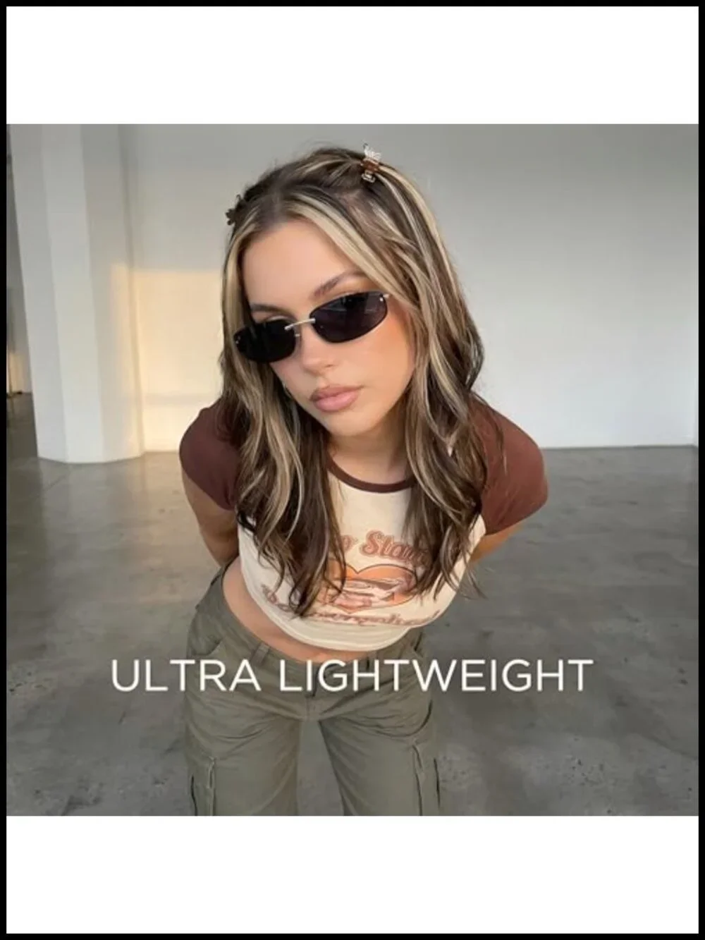 Y2K Oval Wrap Sunglasses Women Metal Frame UV400 Retro Shades
